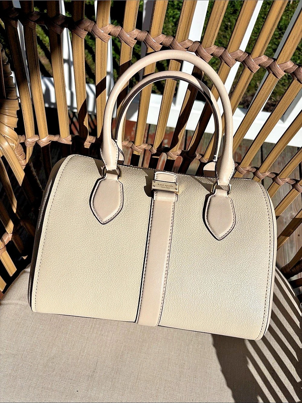 Kate Spade Spencer Leather Satchel in Beige NWT